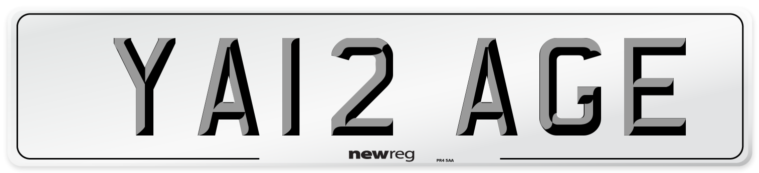 YA12 AGE Number Plate from New Reg